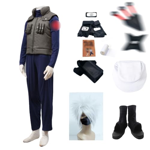 XITONGTANG Anime Hatake Kakashi Cosplay kostüme Wig Toupet Halloween Verkleidung Karneval (01, S) von XITONGTANG
