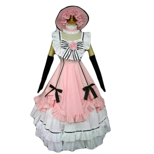 XITONGTANG Ciel Phantomhive Cosplay kostüme Pink Dress Outfit Full Set Halloween Girl Verkleidung Karneval (01-Pink, S) von XITONGTANG
