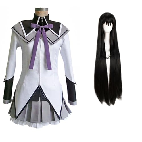 XITONGTANG Kaname Madoka Akemi Cosplay kostüme Pink Outfit Full Set Halloween Girl Verkleidung Karneval Toupet (01-Pink, S) (01-White, M) von XITONGTANG