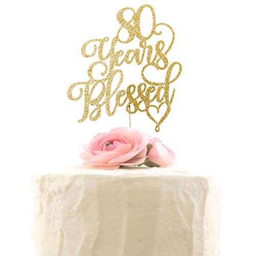 80 Years Blessed Cake Topper, Happy 80th Birthday Cake Topper, 80th Wedding Anniversary Party Decorations Gold Glitter 80 Years Blessed Cake Topper, Happy 80th Birthday Cake Topper, 80th Wedding Anniversary Party Decorations Gold Glitter von XIUHUBA