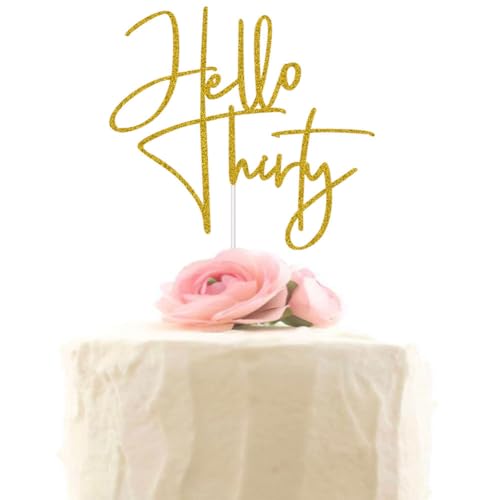 Hello Thirty Cake Topper, Happy 30th Birthday Cake Decors, 30th Birthday Party Decorations Supplies Gold Glitter Hello Thirty Cake Topper, Happy 30th Birthday Cake Decors, 30th Birthday Party Decorations Supplies Gold Glitter von XIUHUBA