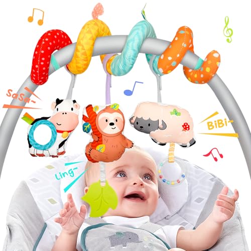 Kinderwagen Spielzeug Babyschale Spielzeug Babyspielzeug 0-6 Monate, Bauernhof Activity Spirale Baby Neugeborenen Spielzeug für Bett Laufstall Babyschale Autositz ab 0 3 6 9 12 Monaten Junge Mädchen von XIXILAND