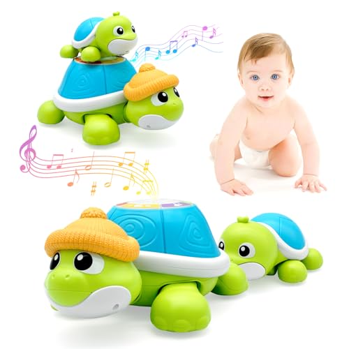 XIXILAND Spielzeug ab 1 Jahr Junge Mädchen, Schildkröte Krabbelspielzeug Baby mit Musik & Sound, Kinderspielzeug Interaktives Motorikspielzeug Geschenk 1 2 3 Jahr Junge 12-18 Monate Mädchen Kinder von XIXILAND