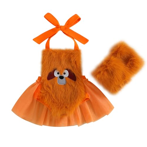 XIXIMAON Halloween-Kostüm für Babys, Mädchen, bestickt, Kürbis, Body, aus Fell, Overall mit Tutu Tüll + Beinstulpen, Halloween-Kostüm, 2 Stück, Orange Tiere, 74-80 XIXIMAON Halloween-Kostüm für Babys, Mädchen, bestickt, Kürbis, Body, aus Fell, Overall mit Tutu Tüll + Beinstulpen, Halloween-Kostüm, 2 Stück, Orange Tiere, 74-80 von XIXIMAON