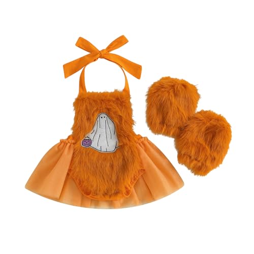 XIXIMAON Halloween-Kostüm für Babys, Mädchen, bestickt, Kürbis, Body, aus Fell, Overall mit Tutu Tüll + Beinstulpen, Halloween-Kostüm, 2 Stück, Pfirsichfarben, 18-24 Monate XIXIMAON Halloween-Kostüm für Babys, Mädchen, bestickt, Kürbis, Body, aus Fell, Overall mit Tutu Tüll + Beinstulpen, Halloween-Kostüm, 2 Stück, Pfirsichfarben, 18-24 Monate von XIXIMAON