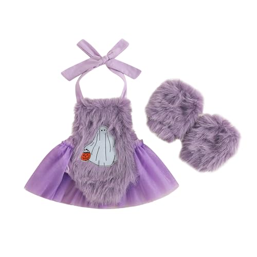XIXIMAON Halloween-Kostüm für Babys, Mädchen, bestickt, Kürbis, Body, aus Fell, Overall mit Tutu Tüll + Beinstulpen, Halloween-Kostüm, 2 Stück, Pfirsichviolett, 0-6 Monate XIXIMAON Halloween-Kostüm für Babys, Mädchen, bestickt, Kürbis, Body, aus Fell, Overall mit Tutu Tüll + Beinstulpen, Halloween-Kostüm, 2 Stück, Pfirsichviolett, 0-6 Monate von XIXIMAON