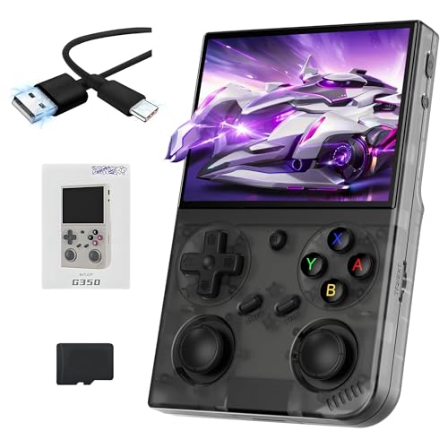 G350 Retro Handheld Spielekonsole 128G,10000+ Spiele,30+ Emulatoren,Lautsprecher mit hoher Lautstärke, 3200mAh Battery,3.5 Inch IPS Screen,Linux System,Tragbarer Game Console,Multiplayer (Schwarz) von XIXIMENG