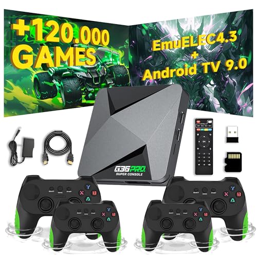G36 Pro Retro Spielkonsole Retro Konsole,120000+ Spiele 50+ Emulatoren,EmuELEC 4.3+Android 9.0 Dual-System,4K Game Stick mit 4 kabellosen Controllern,Plug & Play Retro-Videospielkonsole für TV (256G) G36 Pro Retro Spielkonsole Retro Konsole,120000+ Spiele 50+ Emulatoren,EmuELEC 4.3+Android 9.0 Dual-System,4K Game Stick mit 4 kabellosen Controllern,Plug & Play Retro-Videospielkonsole für TV (256G) von XIXIMENG