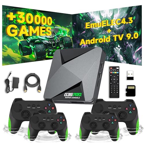 G36 Pro Retro Spielkonsole Retro Konsole,30000+ Spiele 50+ Emulatoren,EmuELEC 4.3+Android 9.0 Dual-System,4K Game Stick mit 4 kabellosen Controllern,Plug & Play Retro-Videospielkonsole für TV (64G) G36 Pro Retro Spielkonsole Retro Konsole,30000+ Spiele 50+ Emulatoren,EmuELEC 4.3+Android 9.0 Dual-System,4K Game Stick mit 4 kabellosen Controllern,Plug & Play Retro-Videospielkonsole für TV (64G) von XIXIMENG