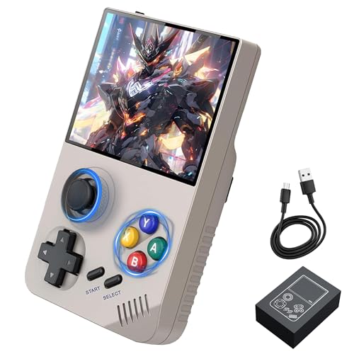 M19 Retro Handheld Spielekonsole Retro Konsole,30000+ Spiele 26 Emualtoren,Linux/Emelec 4.3 System,3,5-Zoll-LCD-HD-Volllaminat-Bildschirm Tragbare Videospielkonsole,3000mAh Batterie (Grau-128G) von XIXIMENG