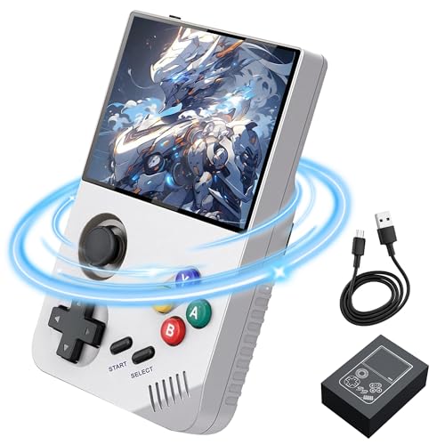 M19 Retro Handheld Spielekonsole Retro Konsole,30000+ Spiele 26 Emualtoren,Linux/Emelec 4.3 System,3,5-Zoll-LCD-HD-Volllaminat-Bildschirm Tragbare Videospielkonsole,3000mAh Batterie (Weiß-128G) von XIXIMENG