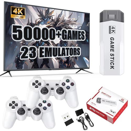 M2 Retro Konsole Retro Game Stick 4K,50000+ Spiele 23 Emulatoren,Retro Spielkonsole mit Dual 2.4G Drahtlose Controller,Plug-and-Play-Emulator Konsole,Tragbare spielkonsole,Geschenk für Männer (256G) von XIXIMENG
