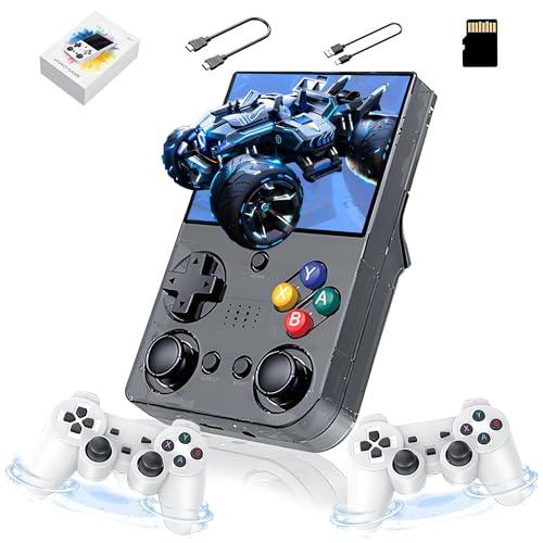 M21 Retro Handheld Spielkonsole Retro Konsole mit 2 drahtlosen Controllern,30000+ Spiele 30+Emulatoren,4000mAh,3.5'' IPS Bildschirm Tragbare Videospielkonsole,Unterstützung Connect TV (Schwarz-128G) von XIXIMENG