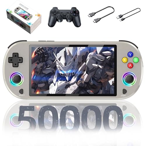 M22 Pro Retro Handheld Spielekonsole Retro Konsole,50000+ Spiele,30+ Emulatoren,EmuELEC System Tragbare Spielkonsole,5-Zoll-IPS Farben RGB Bildschirm,mit Drahtlosem Controller,3000mAh (Weiß-256G) von XIXIMENG