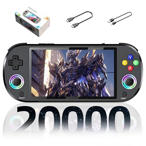 M22 Pro Retro Handheld Spielkonsole Retro Konsole,20000+ Spiele,30+ Emulatoren,EmuELEC System Tragbare Spielkonsole,5-Zoll-IPS 16 Millionen Farben RGB Bildschirm Arcade Konsole,3000mAh (Schwarz-64G) von XIXIMENG
