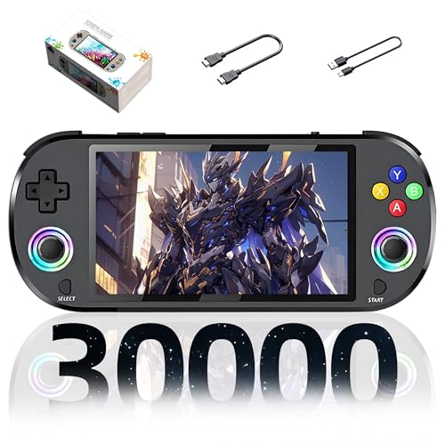 M22 Pro Retro Handheld Spielkonsole Retro Konsole,30000+ Spiele,30+ Emulatoren,EmuELEC System Tragbare Spielkonsole,5-Zoll-IPS 16 Millionen Farben RGB Bildschirm Arcade Konsole,3000mAh (Schwarz-128G) von XIXIMENG