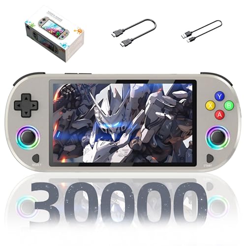 M22 Pro Retro Handheld Spielkonsole Retro Konsole,30000+ Spiele,30+ Emulatoren,EmuELEC System Tragbare Spielkonsole,5-Zoll-IPS 16 Millionen Farben RGB Bildschirm Arcade Konsole,3000mAh (Weiß-128G) von XIXIMENG