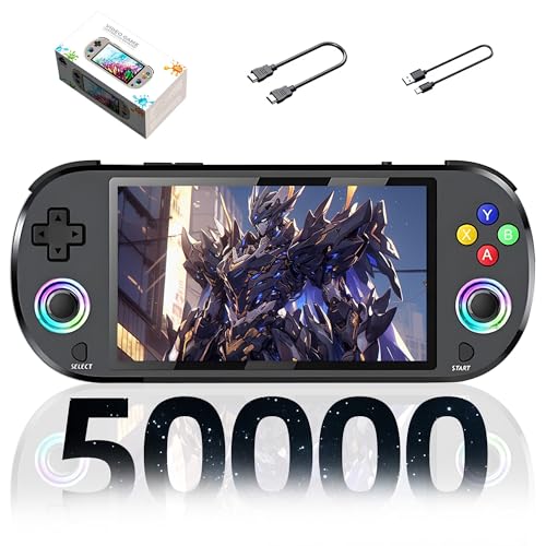 M22 Pro Retro Handheld Spielkonsole Retro Konsole,50000+ Spiele,30+ Emulatoren,EmuELEC System Tragbare Spielkonsole,5-Zoll-IPS 16 Millionen Farben RGB Bildschirm Arcade Konsole,3000mAh (Schwarz-256G) von XIXIMENG