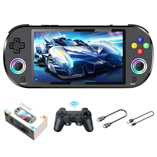 M22pro Retro-Handheld-Spielkonsole, 12,7 cm (5 Zoll) IPS-Bildschirm, tragbare Freizeit-Spielkonsole mit 16 Millionen RGB-Joystick-Beleuchtung, Original-3D-Wippe, 3000 mAh Akku, Supper 30+ Emulator von XIXIMENG