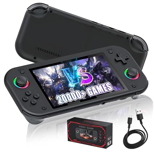 M26 Retro Handheld Spielkonsole 20000+ Spielen 25 Emulatoren,5.1 Zoll 800*480P IPS Bildschirm Retro Konsole,EmuELEC System,RGB Racing Regenbogen Lichtring Tragbare Videospielkonsolen,3000mAh (64G) von XIXIMENG