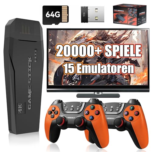 M9 Retro Konsole Spielkonsole mit Wiederaufladbare Controller,20000+ Spiele 15 Emulatoren,4K HD Retro Game Stick,Spiele suchen/Lieblingsspiele/Spiele speichern,Tragbare Videospielkonsole,Plug & Play von XIXIMENG