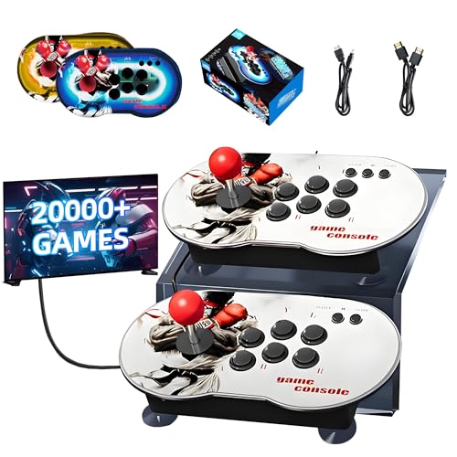 MT6 Retro Spielkonsole mit 2 Revolver Joystick Gamepad,20000+ Klassische Spiele,4 Spieler Kampf Tragbare Spielkonsole,4K HD HD Ausgang Retro-Konsole mit PC/TV/Projektor Anschluss,Plug and Play (64G) von XIXIMENG