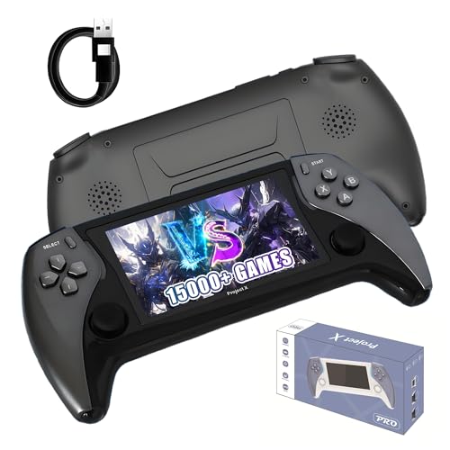 Projekt X PRO Handheld Spielkonsole Retro Konsole 15000+ Spielen 20 Emulatoren,4,3-Zoll-IPS-Bildschirm Tragbare Videospielkonsole,Connect TV,Videowiedergabe/Musikwiedergabe/E-Book (Schwarz-64G) von XIXIMENG