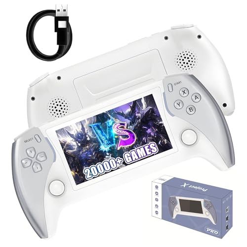 Projekt X PRO Handheld Spielkonsole Retro Konsole 20000+ Spielen 20 Emulatoren,4,3-Zoll-IPS-Bildschirm Tragbare Videospielkonsole,Connect TV,Videowiedergabe/Musikwiedergabe/E-Book (Silber-128G) von XIXIMENG