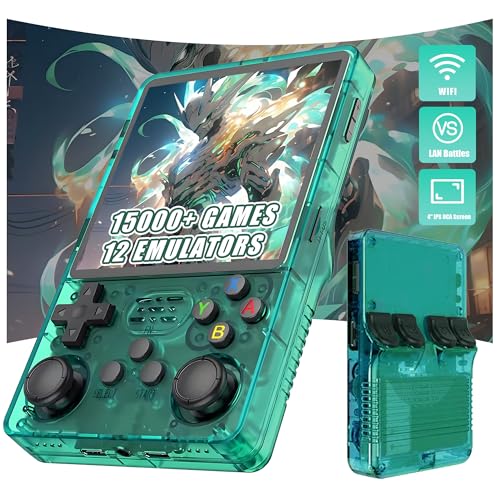 R36 Plus Retro Handheld Spielekonsole 15000+ Spiele 12 Emulatoren,4-Zoll IPS OCA Bildschirm Tragbare Videospielkonsole,Open Source Linux System Emulator Konsole,Mini Retro Konsole (Grün-64G) von XIXIMENG