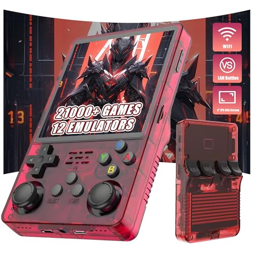 R36 Plus Retro Handheld Spielekonsole 21000+ Spiele 12 Emulatoren,4-Zoll IPS OCA Bildschirm Tragbare Videospielkonsole,Open Source Linux System Emulator Konsole,Mini Retro Konsole (Rot-128G) von XIXIMENG
