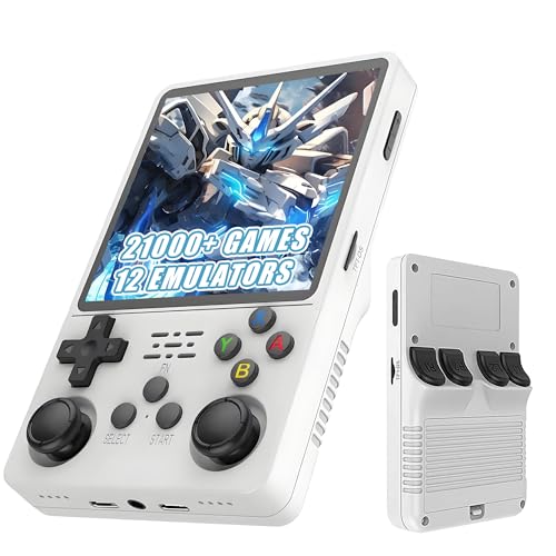 R36 Plus Retro Handheld Spielekonsole 21000+ Spiele 12 Emulatoren,4-Zoll IPS OCA Bildschirm Tragbare Videospielkonsole,Open Source Linux System Emulator Konsole,Mini Retro Konsole (Weiß-128G) von XIXIMENG