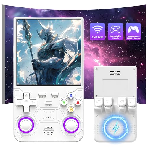 R36 Ultra Retro Handheld-Spielkonsole,20000+ Spiele,25 Emulatoren,4-Zoll IPS OCA HD-Bildschirm,Open Source Linux-System,Videospielkonsole,WiFi Online-Schlacht & Controller-Verbindung (Weiß-128G) von XIXIMENG