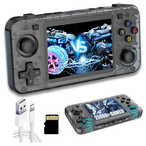 R36H Retro Handheld Spielekonsole Retro Konsole,22000+ Spiele,23 Emulator,Dual 8W Lautsprecher,Externes Akkufach,Open Source Linux System,3.5″ IPS Bildschirm Handheld Videospielkonsole (128G-Schwarz) von XIXIMENG