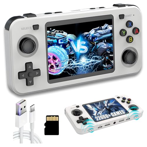 R36H Retro Handheld Spielekonsole Retro Konsole,22000+ Spiele,23 Emulator,Dual 8W Lautsprecher,Externes Akkufach,Open Source Linux System,3.5″ IPS Bildschirm Handheld Videospielkonsole (128G-Weiß) von XIXIMENG