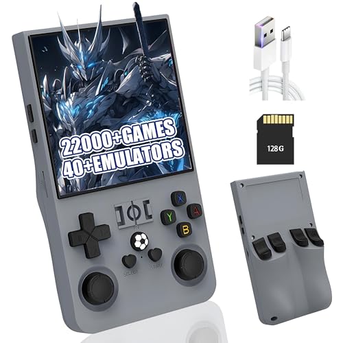 R36MAX Retro Handheld Spielkonsole,Eingebaute 22000+/18000+ Spiele,40+ Emulatoren,8 Stunden 4000mAh Akku,4-Zoll IPS Bildschirm Tragbarer Mini Emulator Handheld,Open Source Linux System (Hellgrau-128G) R36MAX Retro Handheld Spielkonsole,Eingebaute 22000+/18000+ Spiele,40+ Emulatoren,8 Stunden 4000mAh Akku,4-Zoll IPS Bildschirm Tragbarer Mini Emulator Handheld,Open Source Linux System (Hellgrau-128G) von XIXIMENG
