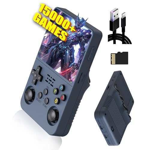 XIXIMENG R36S Retro Handheld Spielkonsole,20000+/15000+ Spiele Retro Konsole,21 Emulator,3.5“ IPS Bildschirm,3500mAh,Linux System,Tragbarer Mini Emulator,für Kinder und Erwachsene (Marineblau-64G) von XIXIMENG