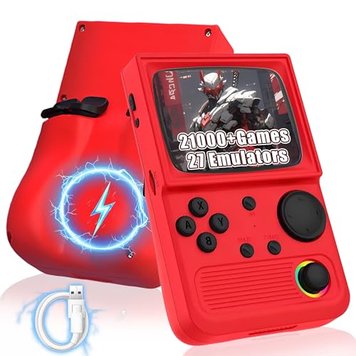 R36T Retro-Handheld-Spielkonsole 21000+ Spielen,27 Emulator,4000mAh Handheld Emulator Konsole,4G/5G-WLAN für Online-Multiplayer,3,5-Zoll-IPS-OCA-Bildschirm,Tragbare Videospielkonsole (Rot-128G) von XIXIMENG