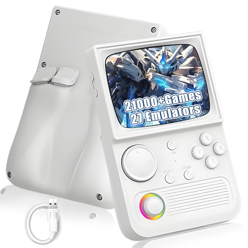 R36T Retro-Handheld-Spielkonsole 21000+ Spielen,27 Emulator,4000mAh Handheld Emulator Konsole,4G/5G-WLAN für Online-Multiplayer,3,5-Zoll-IPS-OCA-Bildschirm,Tragbare Videospielkonsole (Weiß-128G) von XIXIMENG