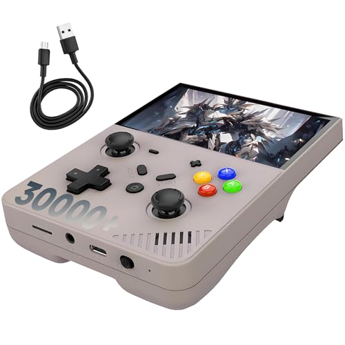R43 PRO Retro Handheld Spielkonsole 30000+ Spiele,25 Emulatoren, 4,3-Zoll-LCD-Bildschirm Retro Konsole,4000mAh Batterie,EmuELEC-System,Cortex-A55,Tragbare Videospielkonsole (Grau-128G) von XIXIMENG