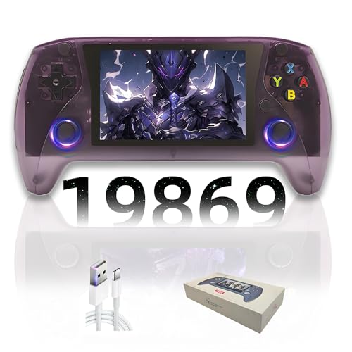 R50S Retro Handheld-Spielkonsole,19869/25320+ Spiele,23 Emulator,4’’ IPS OCA HD-Bildschirm,Open Source E-System,tragbare Spielkonsole,Dual Joystick,3000mAh Retro-Arcade Videospielkonsole (Lila-64G) von XIXIMENG