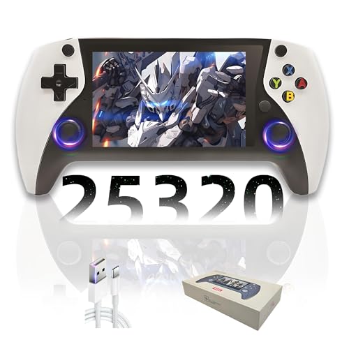 R50S Retro Handheld-Spielkonsole,19869/25320+ Spiele,23 Emulator,4’’ IPS OCA HD-Bildschirm,Open Source E-System,tragbare Spielkonsole,Dual Joystick,3000mAh Retro-Arcade Videospielkonsole (Weiß-128G) von XIXIMENG