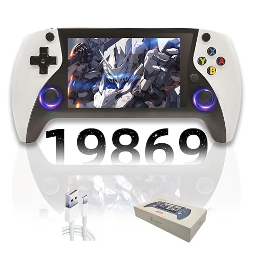 R50S Retro Handheld-Spielkonsole,19869/25320+ Spiele,23 Emulator,4’’ IPS OCA HD-Bildschirm,Open Source E-System,tragbare Spielkonsole,Dual Joystick,3000mAh Retro-Arcade Videospielkonsole (Weiß-64G) von XIXIMENG