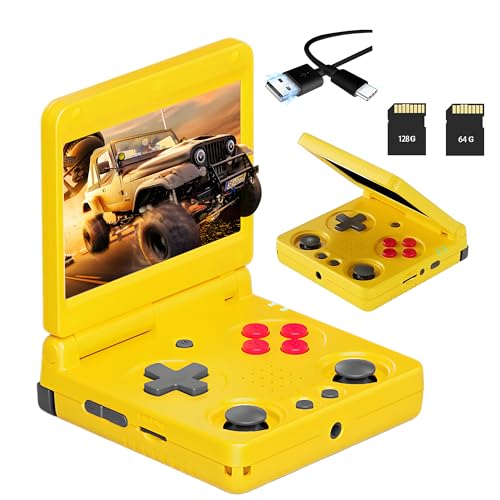 RG34XX SP Retro Handheld Spielkonsole Dual Card Slot 64+128G mit 8422 Spiele & Video/Musik Playern,Linux 3.4" OCA IPS Bildschirm,Tragbare Spielkonsole mit 2.4/5G WiFi&Bluetooth,17 Emulator (Gelb) RG34XX SP Retro Handheld Spielkonsole Dual Card Slot 64+128G mit 8422 Spiele & Video/Musik Playern,Linux 3.4" OCA IPS Bildschirm,Tragbare Spielkonsole mit 2.4/5G WiFi&Bluetooth,17 Emulator (Gelb) von XIXIMENG
