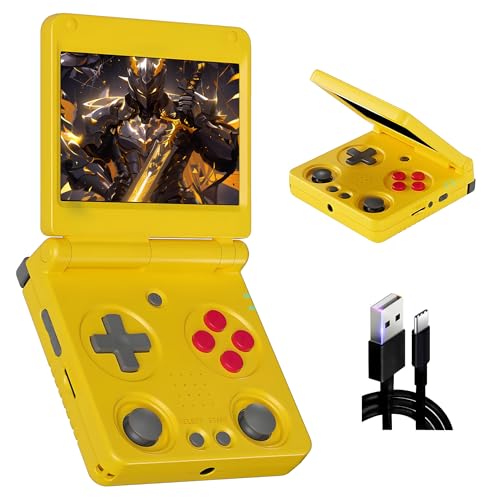 RG34XXSP Retro Handheld Spielekonsole 5490 Spiele 17 Emulator,Portierte/Download Spiele,Linux System 3.4" IPS Bildschirm Tragbare Spielekonsole mit 2.4/5G WiFi&Bluetooth,Video/Musik Player (Gelb) von XIXIMENG