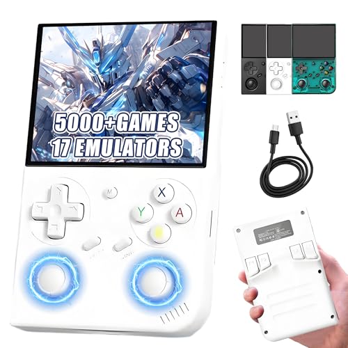 RG35XX Pro Retro Handheld Spielkonsole Retro Konsole,2,4/5G Dual-Wi-Fi Bluetooth 4.2,5000+ Spiele 17 Emulatoren Retro Spielkonsole,3,5-Zoll-IPS-OCA-Bildschirm,Linux 64-System,3200mAh (Weiß-64G) von XIXIMENG
