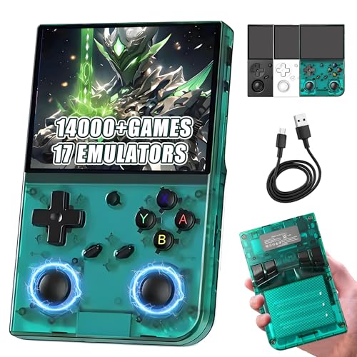 RG35XX Pro Retro Handheld Spielkonsole mit 64G+256G Dual-Kartensteckplatz,14000+ Spiele 17 Emulatoren Retro Konsole,Retro-Spielkonsole,3,5″ IPS Bildschirm,2,4/5G WiFi&Bluetooth,Linux 64 (Blau-Grün) von XIXIMENG