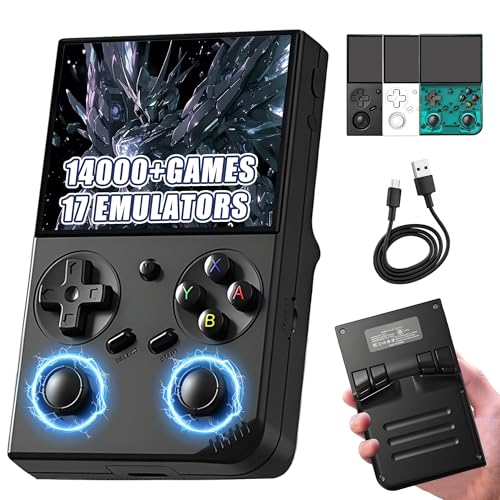 RG35XX Pro Retro Handheld Spielkonsole mit 64G+256G Dual-Kartensteckplatz,14000+ Spiele 17 Emulatoren Retro Konsole,Retro-Spielkonsole,3,5″ IPS Bildschirm,2,4/5G WiFi&Bluetooth,Linux 64 (Schwarz) von XIXIMENG