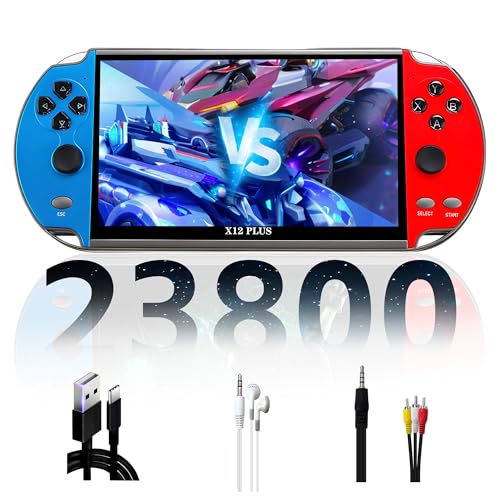 X12 Plus 7.1-Zoll-Retro-Handheld-Spielkonsole,23800 Spiele,10 Emulatoren,Doppel-Joystick-Arcade-Videospielkonsolen mit 800x480P HD-Bildschirm,Unterstützung von TXT-E-Books,AV/TV-Ausgang von XIXIMENG