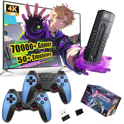 X2 BLAU Retro Konsole Spielkonsole Game Stick 4K mit Wiederaufladbarem Griff,70000+ Games 50+ Emulatoren,HDMI Plug & Play Retro Konsole für TV,Tragbare Videospielkonsole,Geschenk für Freunde (256G) X2 BLAU Retro Konsole Spielkonsole Game Stick 4K mit Wiederaufladbarem Griff,70000+ Games 50+ Emulatoren,HDMI Plug & Play Retro Konsole für TV,Tragbare Videospielkonsole,Geschenk für Freunde (256G) von XIXIMENG