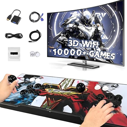 XIXIMENG 10000 in 1 Game Box Retro Spielkonsole,Unterstützung 3D WiFi & 3D Spiele,6-Farben LED Licht Video Spielkonsole,Suche/Favoriten/Hinzufügen/Archivieren/Verbergen Spiel,1-4 Spieler (Weiß) von XIXIMENG